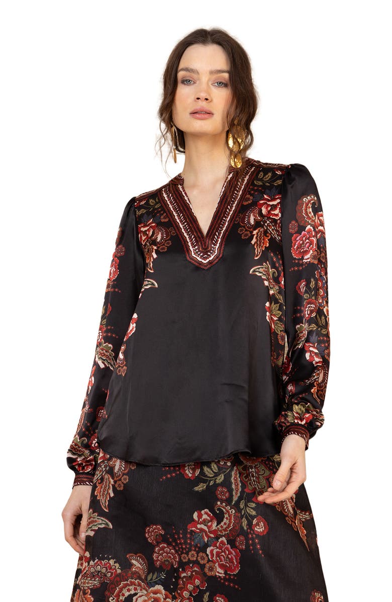 Hale Bob Brylee Silk Top, Main, color, Black
