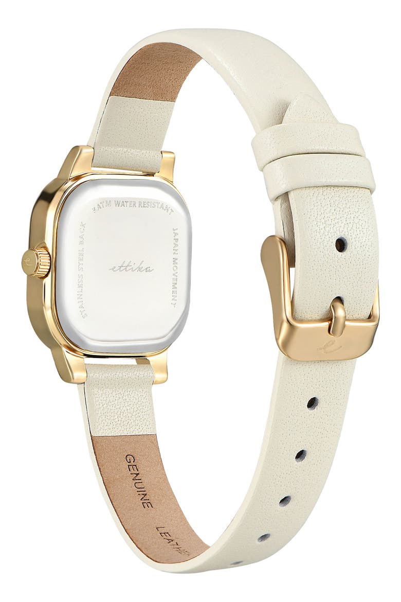 Classic Square Mother-of-Pearl Leather Strap Watch, Alternate, color, BONE