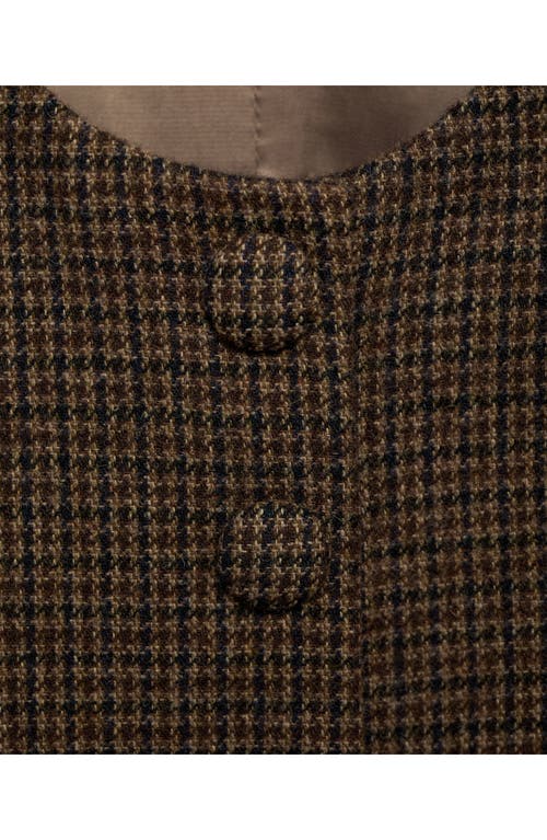Mango Check Wool Suit Gilet Brown In Brown