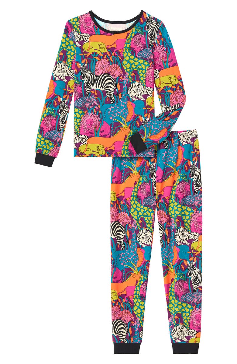 BedHead Pajamas x Trina Turk Kids' Jungle Fitted Two-Piece Pajamas, Main, color,