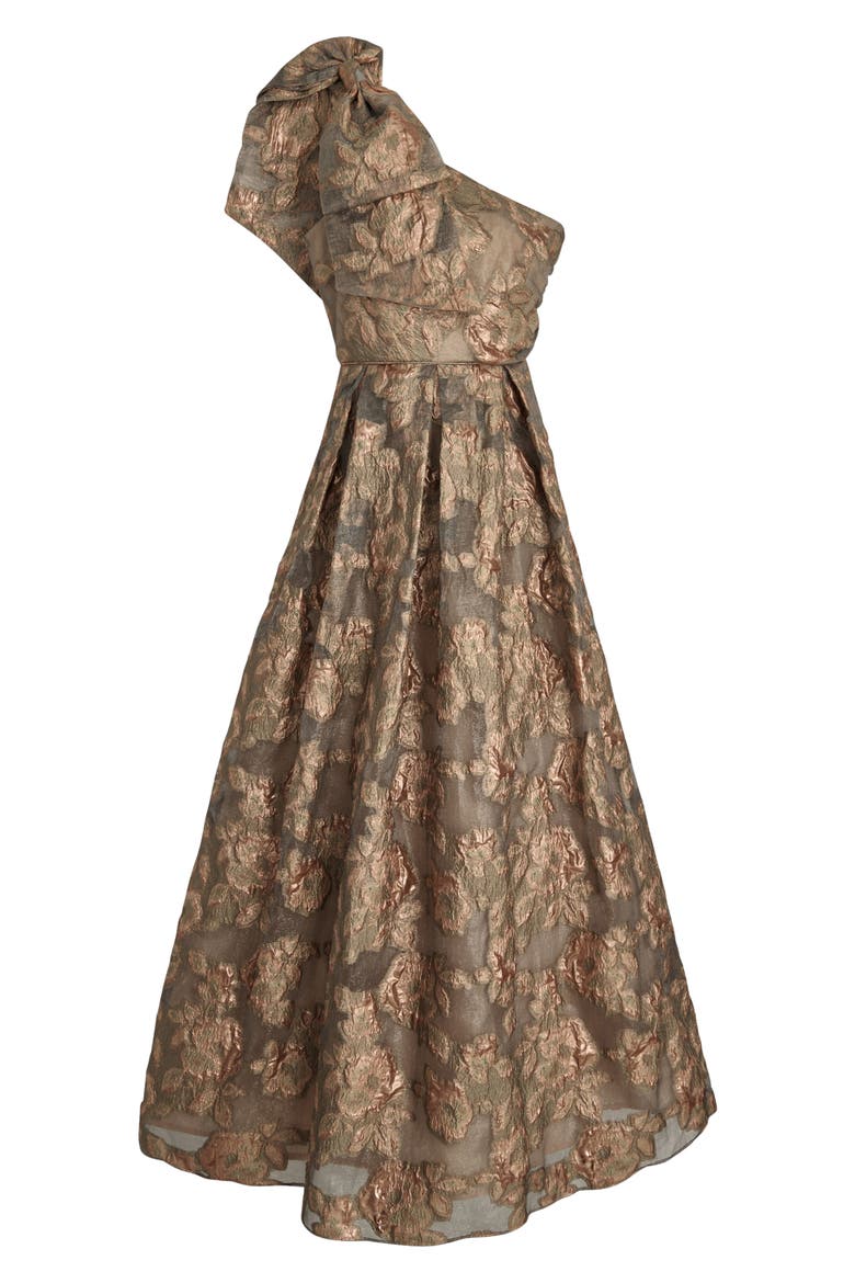 One-Shoulder Metallic Jacquard Gown, Alternate, color, SNOW PETAL MULTI