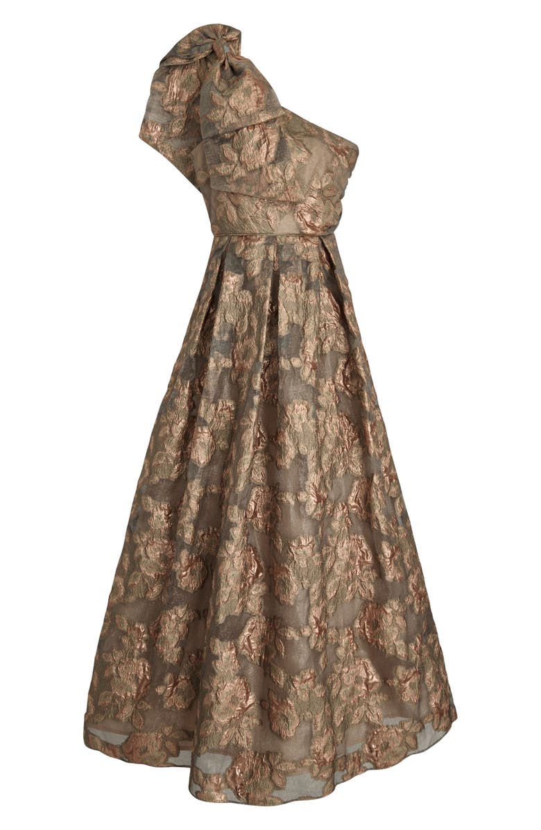 Donna Karan New York One-Shoulder Metallic Jacquard Gown, Alternate, color, Snow Petal Multi