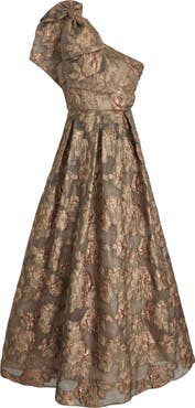 Donna Karan New York One-Shoulder Metallic Jacquard Gown