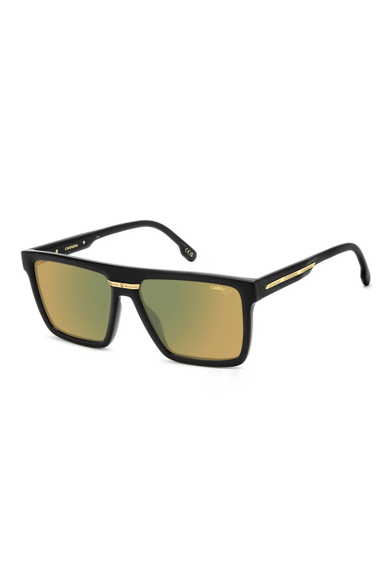 Victory 58mm Rectangular Flat Top Sunglasses, Alternate, color, BLACK YELLOW