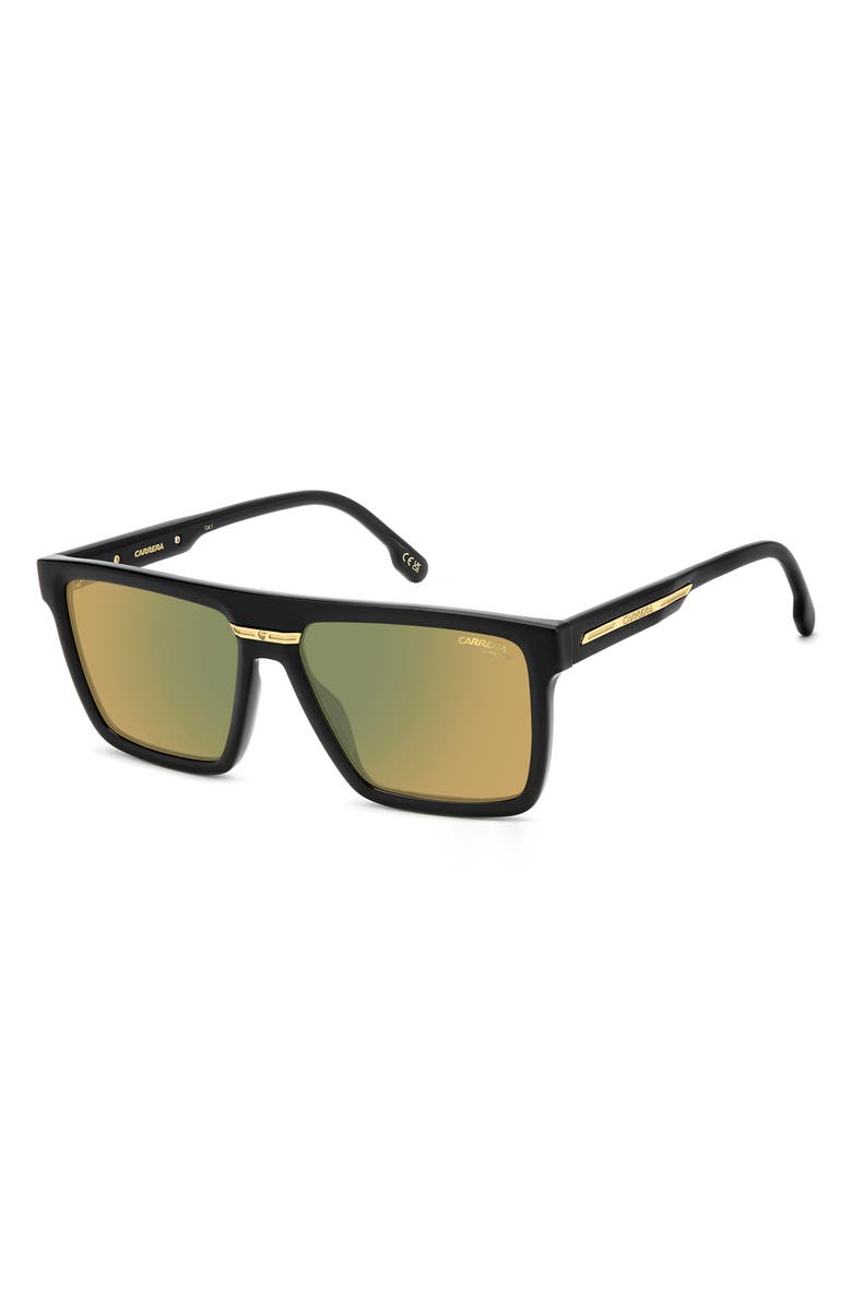 Carrera Eyewear Victory 58mm Rectangular Flat Top Sunglasses, Alternate, color, Black Yellow