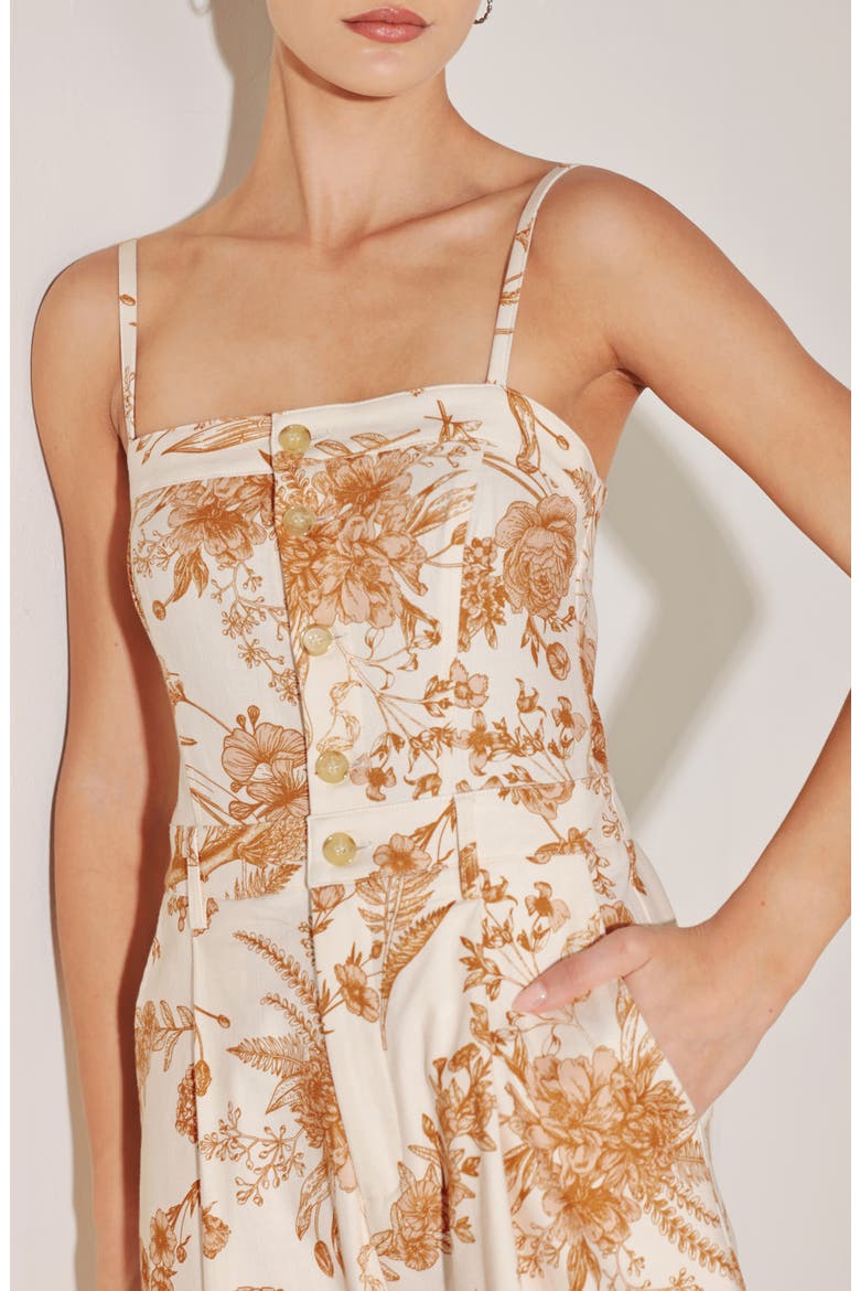Floral Wide Leg Stretch Cotton Jumpsuit, Alternate, color, OFF WHITE MULTI