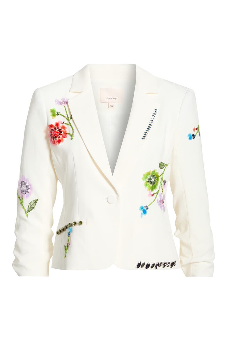 Khloe Le Petit Embellished Floral Vine Blazer, Alternate, color, IVORY/ MULTI
