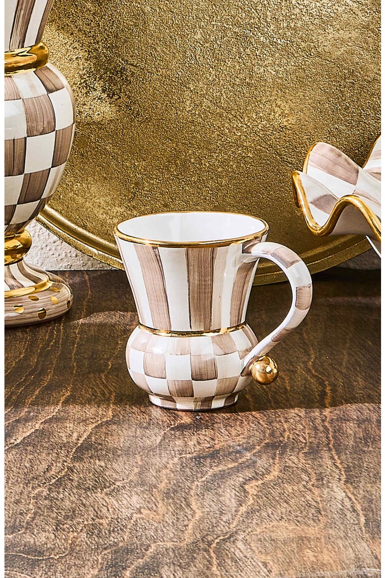 Mocha Check Ceramic Mug, Alternate, color, MOCHA