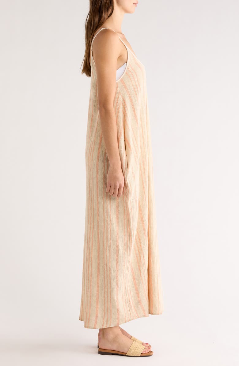 Elan Stripe Sleeveless Cover-Up Maxi Dress, Alternate, color, Beige/ Cayenne Stripe