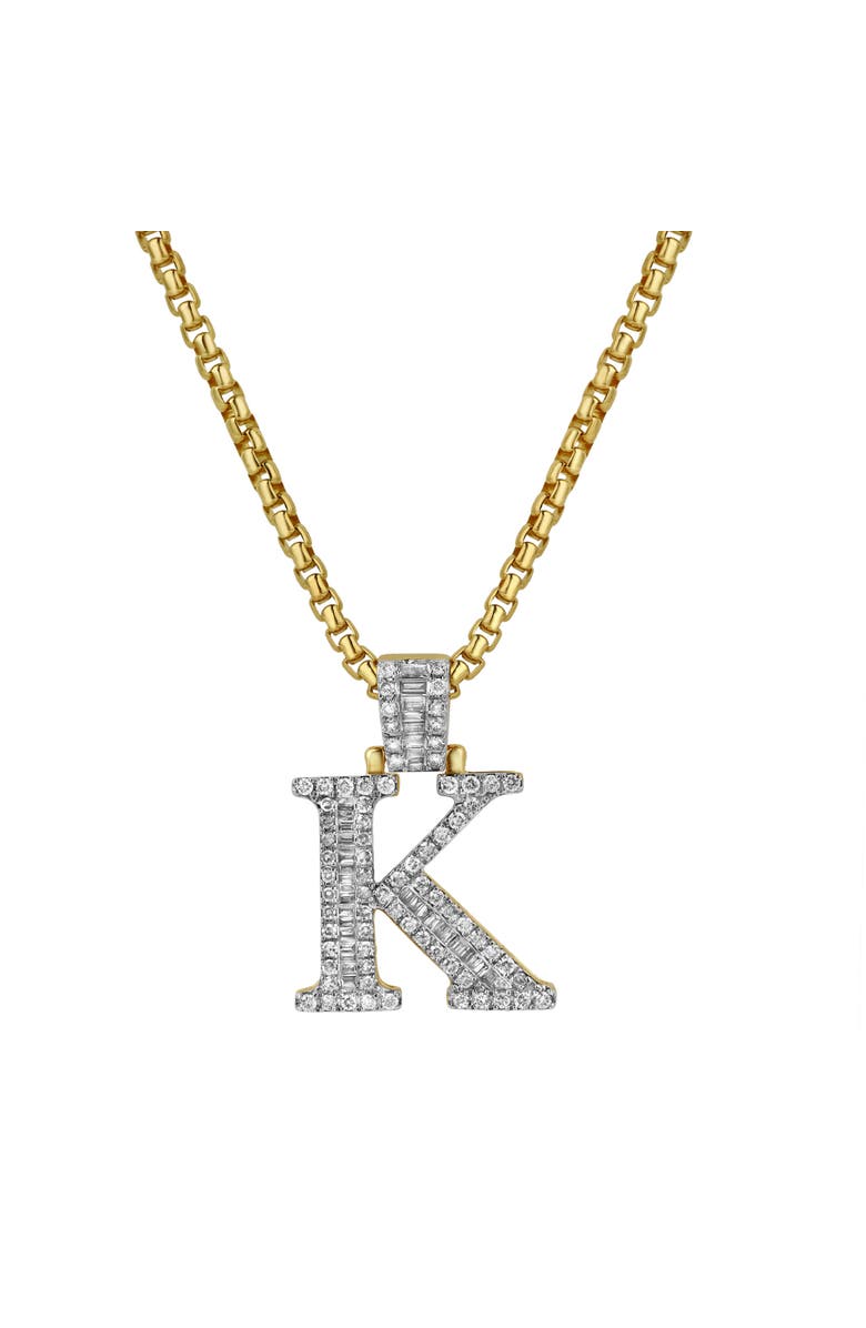 LuvMyJewelry K Initial Diamond Pendant 10K Yellow Gold - 0.81 Carats, Main, color,