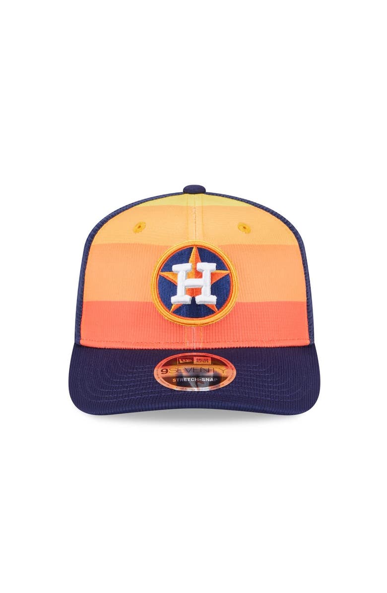 New Era Men's New Era Orange/Navy Houston Astros 2025 Batting Practice 9SEVENTY Stretch-Snap Trucker Hat, Alternate, color, Orange