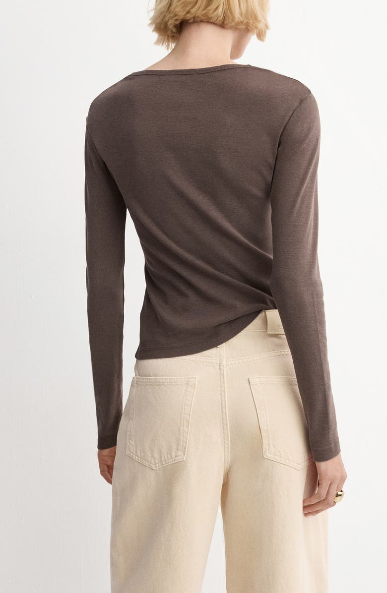 MANGO Regular Fit Long Sleeve Cotton T-Shirt, Alternate, color, Brown