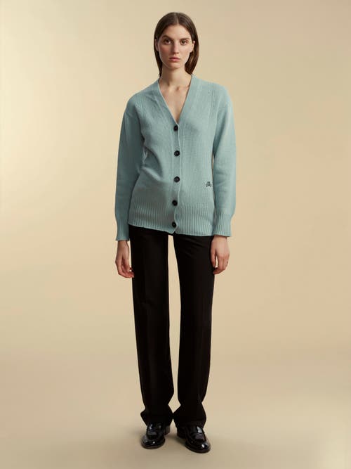 Marina Moscone Waisted Cardigan In Icy Blue