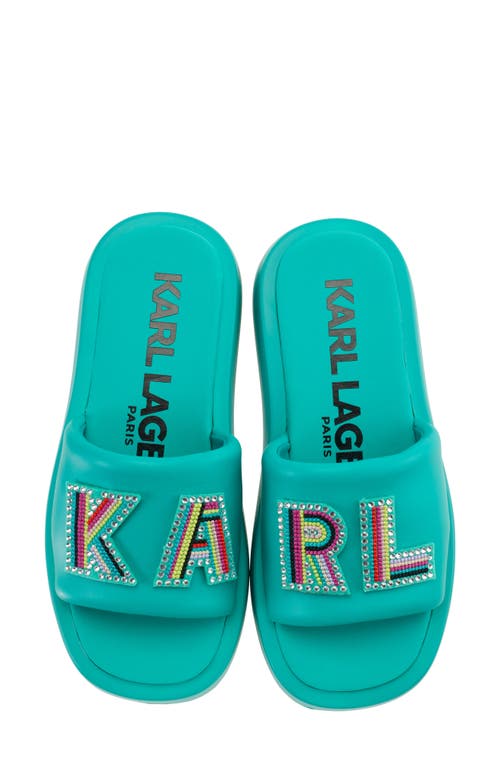 Karl Lagerfeld Opal Platform Slide Sandal In Aqua Green