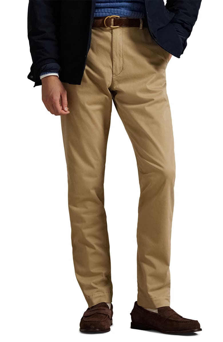 Polo Ralph Lauren Jarrett Slim Fit Sateen Pants, Main, color, Khaki