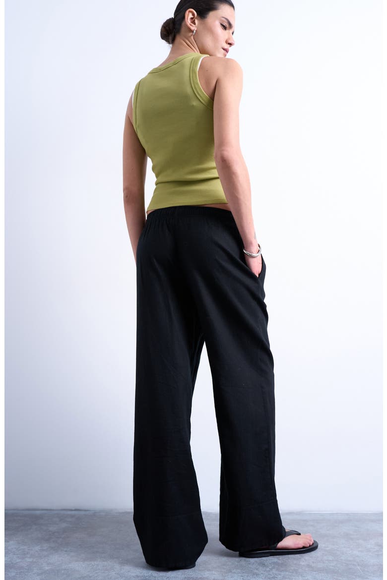 Linen Blend Straight Leg Pants, Alternate, color, BLACK