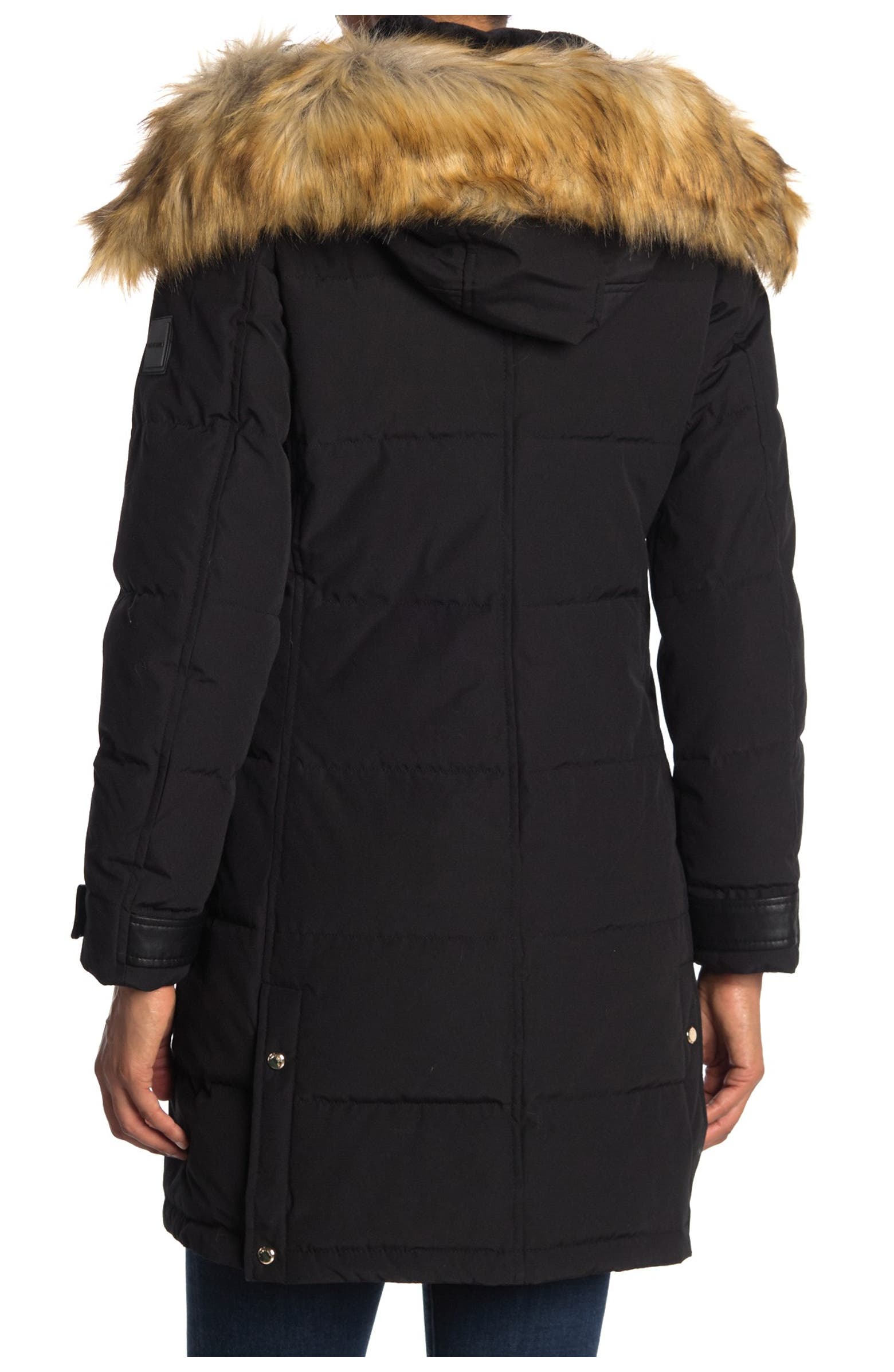 Nine West Faux Fur Trim Hooded Parka | Nordstromrack