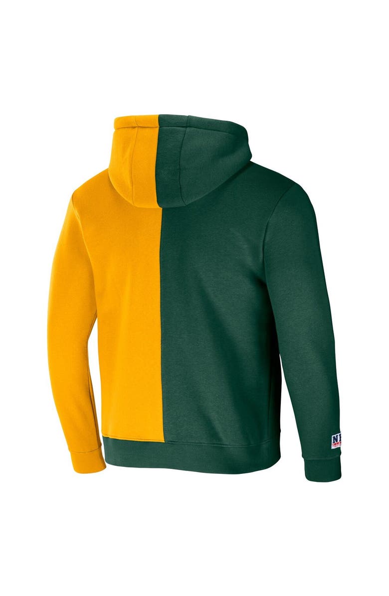 STAPLE Men's NFL x Staple Hunter Green Green Bay Packers Split Logo Pullover Hoodie, Alternate, color, 