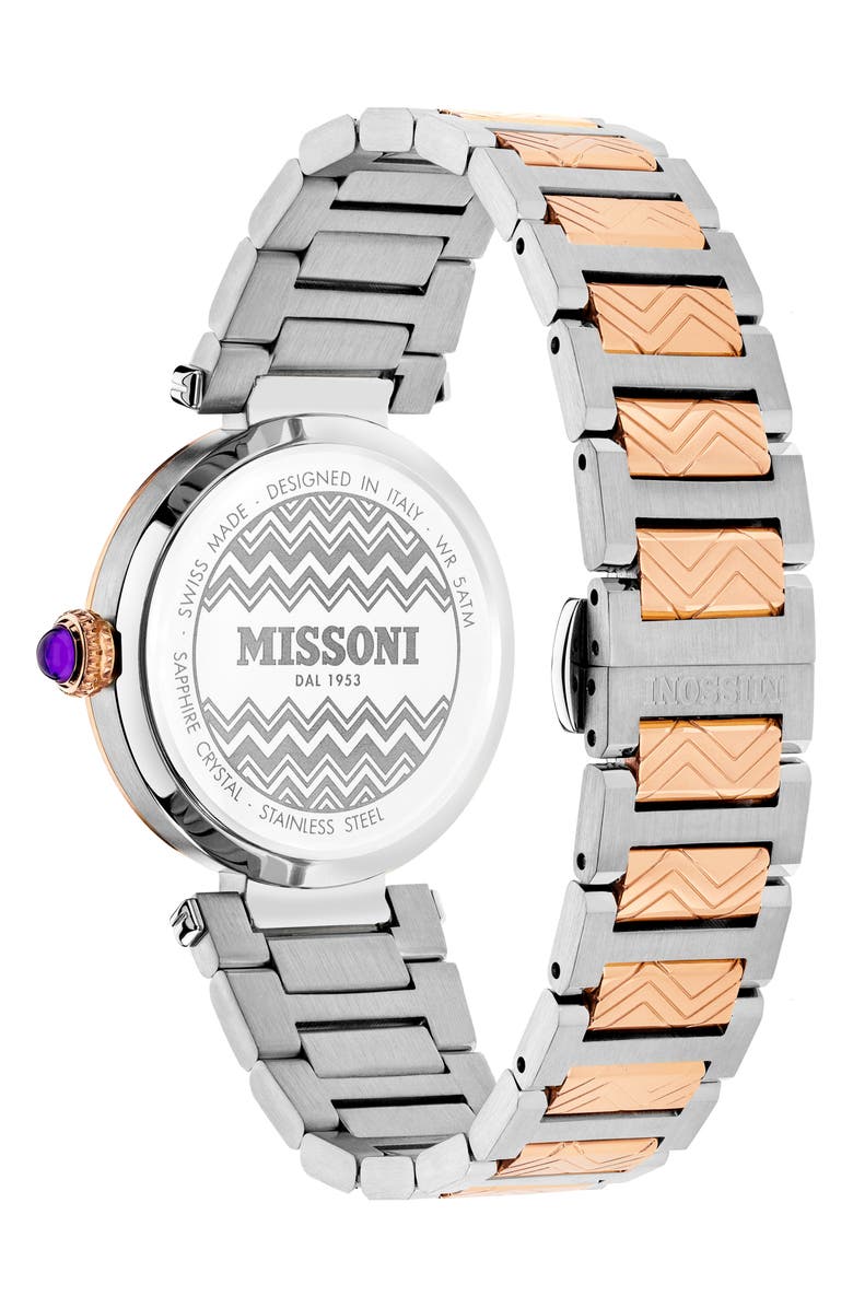 Missoni Two Tone Swiss Quartz Bracelet Watch, 35mm, Alternate, color, Two Tone