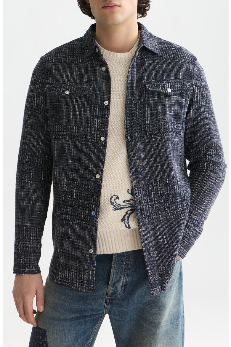 Woven Waffle Button-Up Shirt, Main, color, SKY CAPTAIN