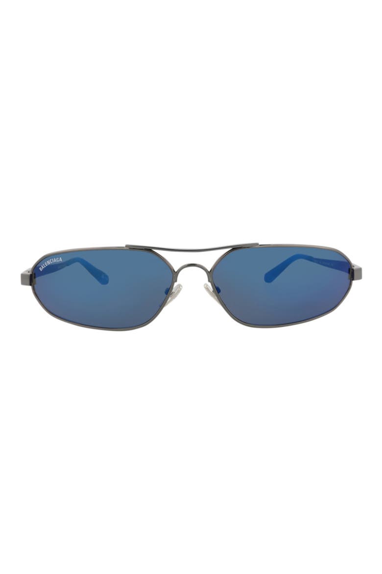71mm Oversize Oval Wrap Sunglasses, Main, color, RUTHENIUM RUTHENIUM BLUE