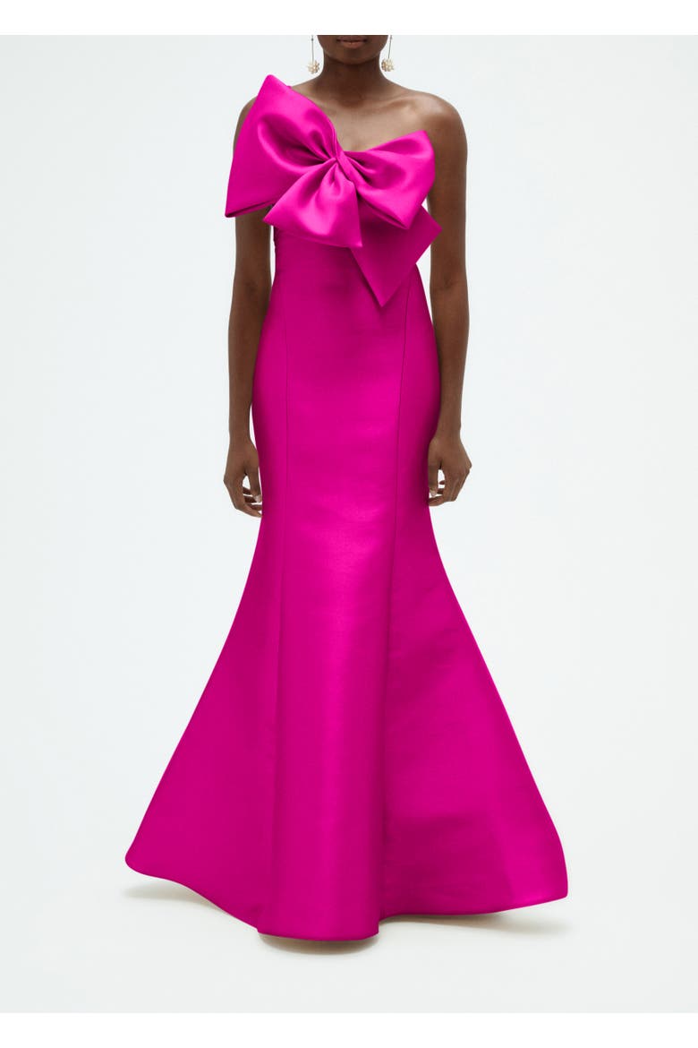 Mikado Twisted Double Bow Gown, Main, color, Fuchsia