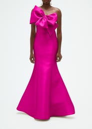 Amsale Mikado Twisted Double Bow Gown