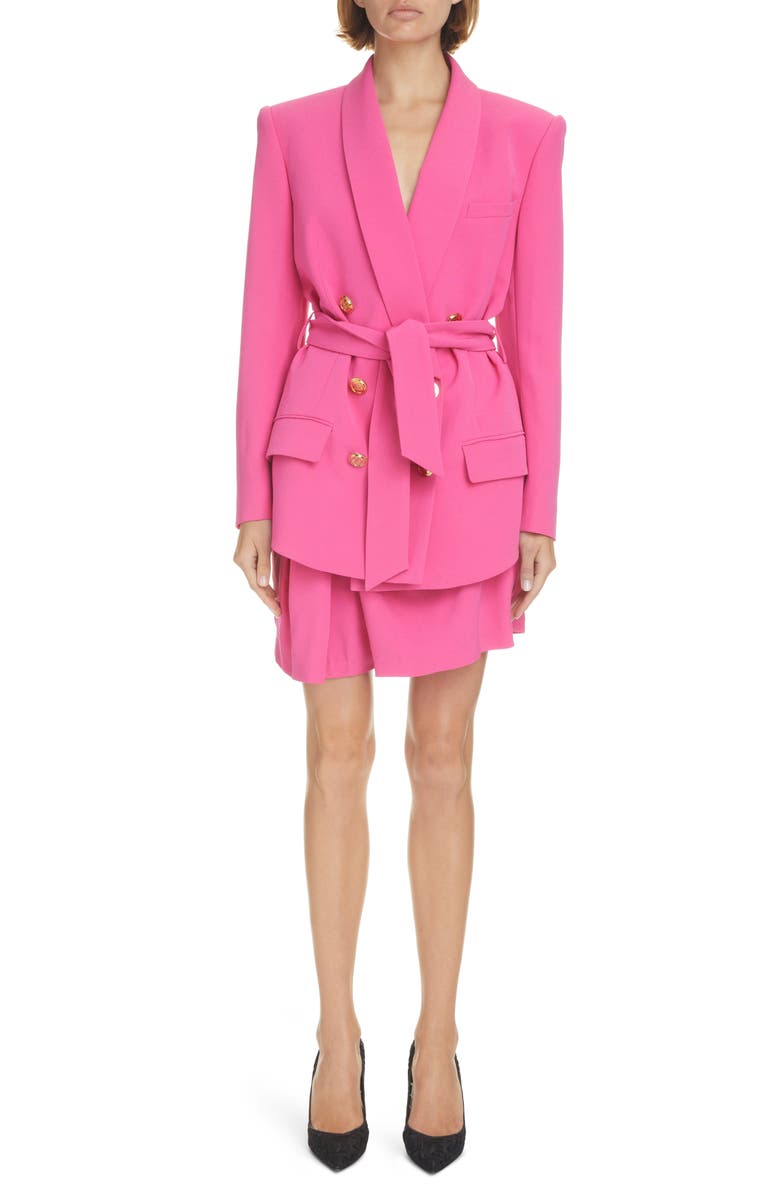 Balmain Belted Double Breasted Blazer, Alternate, color, 