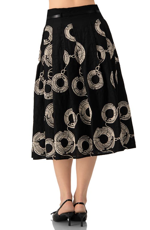 Ivonne Embroidered Midi Skirt With Belt In Multi