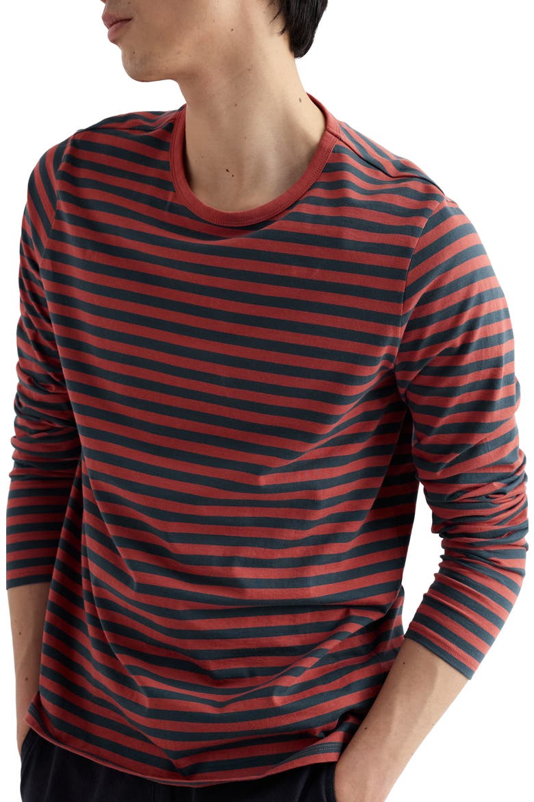 Sailor Stripe Long Sleeve Organic Cotton T-Shirt, Main, color, MINI CORNISH DUSTY COPPER
