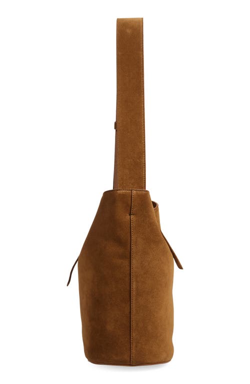 Lie Studio Lié Studio Norma Leather Bucket Tote In Maple Brown Suede