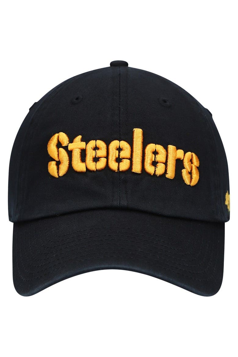 Men's '47 Black Pittsburgh Steelers Clean Up Script Adjustable Hat, Alternate, color, Black