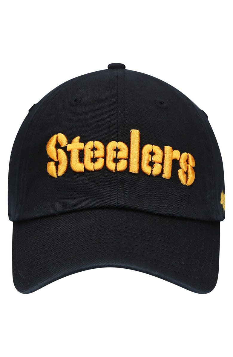 '47 Men's '47 Black Pittsburgh Steelers Clean Up Script Adjustable Hat, Alternate, color, Black