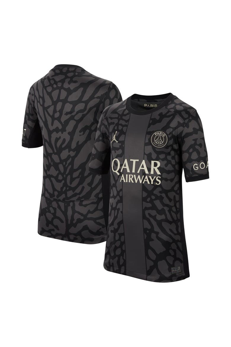 Youth Jordan Brand Anthracite Paris Saint-Germain 2023/24 Third Stadium Replica Jersey, Main, color, Anthracite