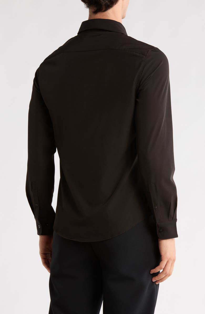 DENIM AND FLOWER Solid Black Performance Button-Up Shirt, Alternate, color, Black