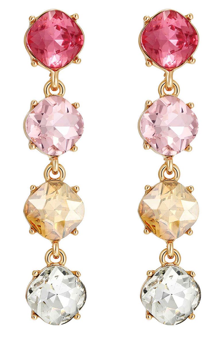 Four the Money Crystal Drop Earrings, Main, color, PINK