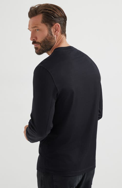 Brunello Cucinelli Round Collar And Long-sleeved T-shirt In Black