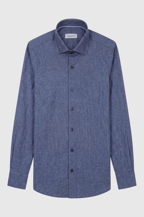 Men's Regular-fit Chambray Long-sleeve Shirt