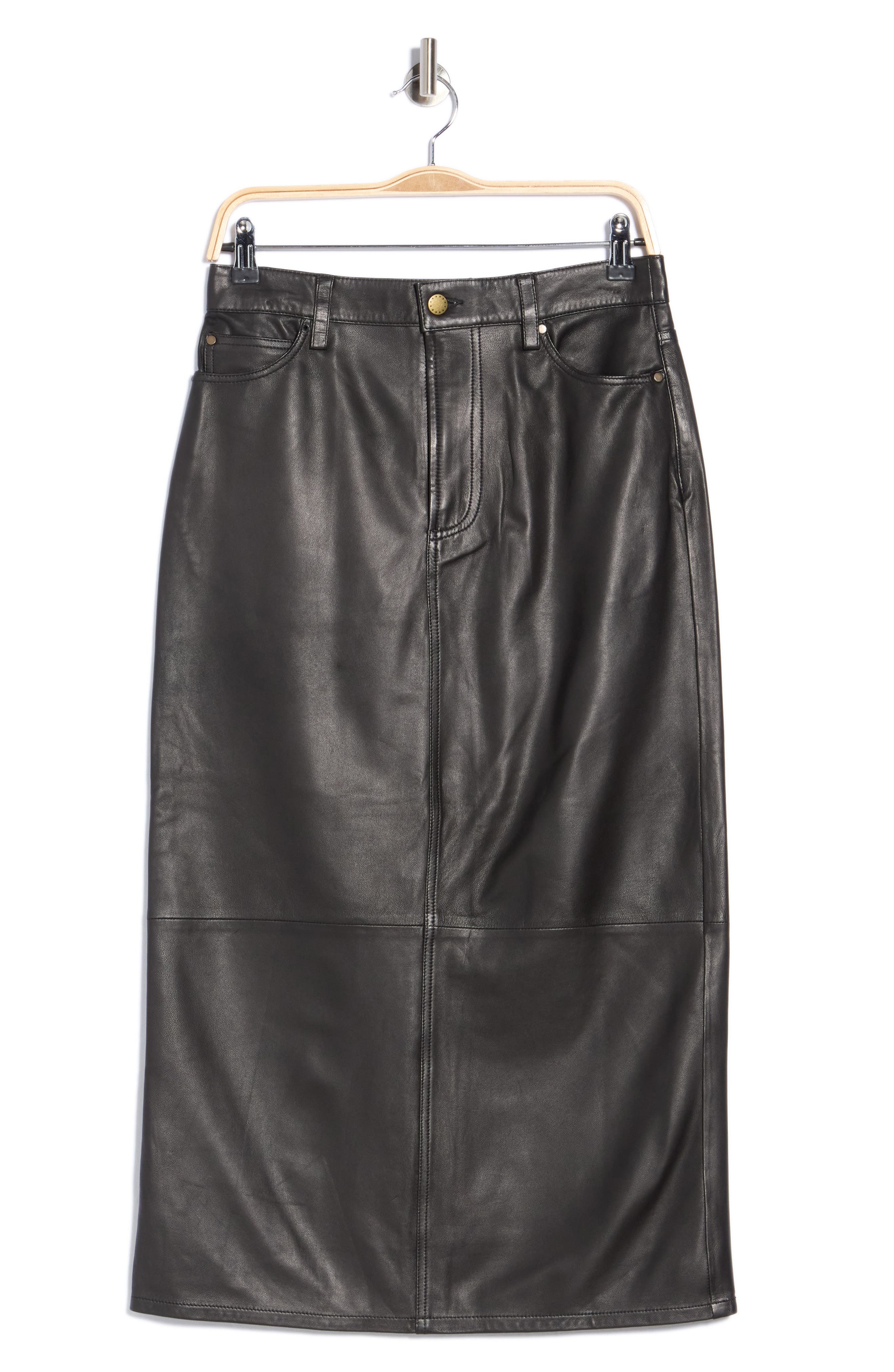 The Leather Column Midi Skirt