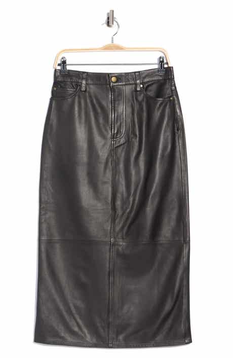 The Leather Column Midi Skirt