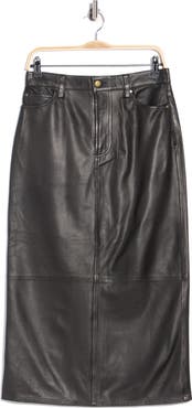 THE GREAT. The Leather Column Midi Skirt