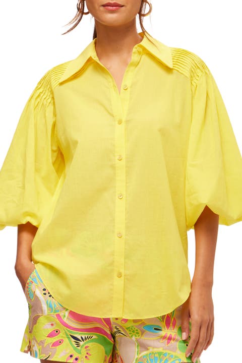 Puff Sleeve Button Up Court Top