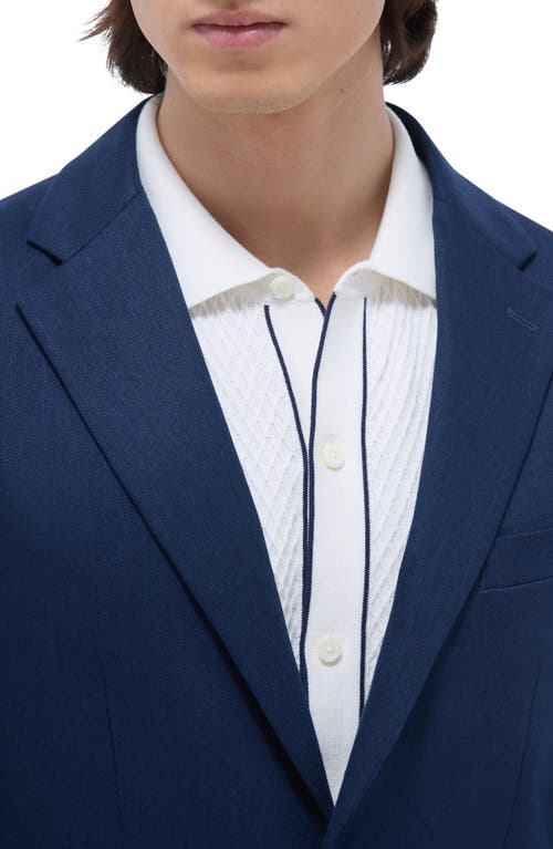 Bugatchi Stretch Linen & Cotton Blend Blazer In Navy