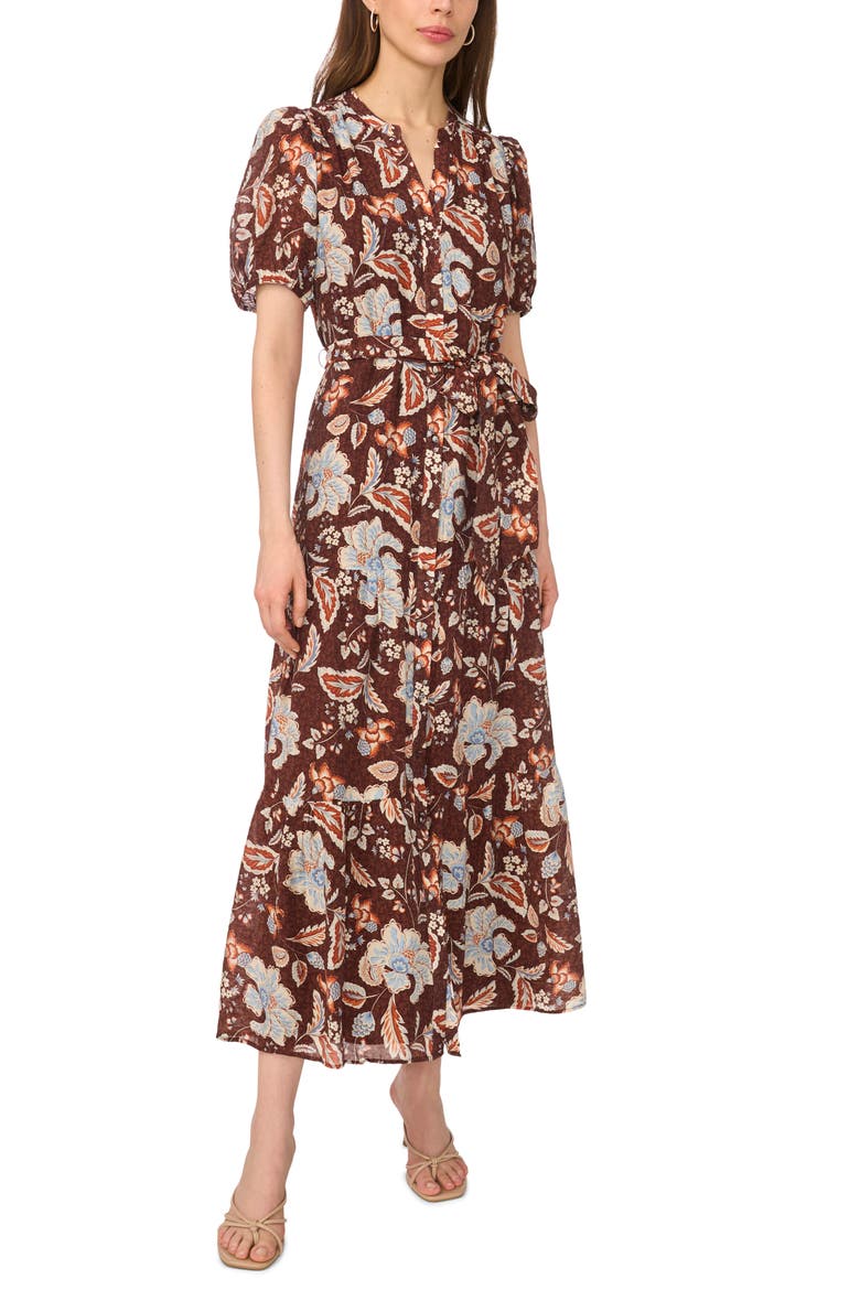 Belted Maxi Dress, Main, color, CHOCOLATE FONDANT