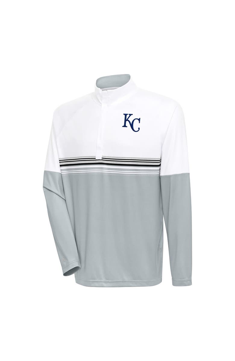 ANTIGUA Men's Antigua White/Black Kansas City Royals Bender Quarter-Zip Pullover Top, Main, color, 