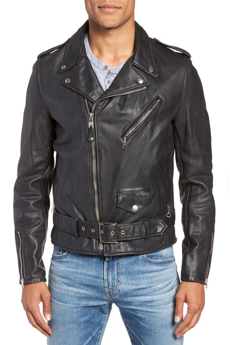 Hand Vintaged Cowhide Leather Motorcycle Jacket, Alternate, color, BLACK