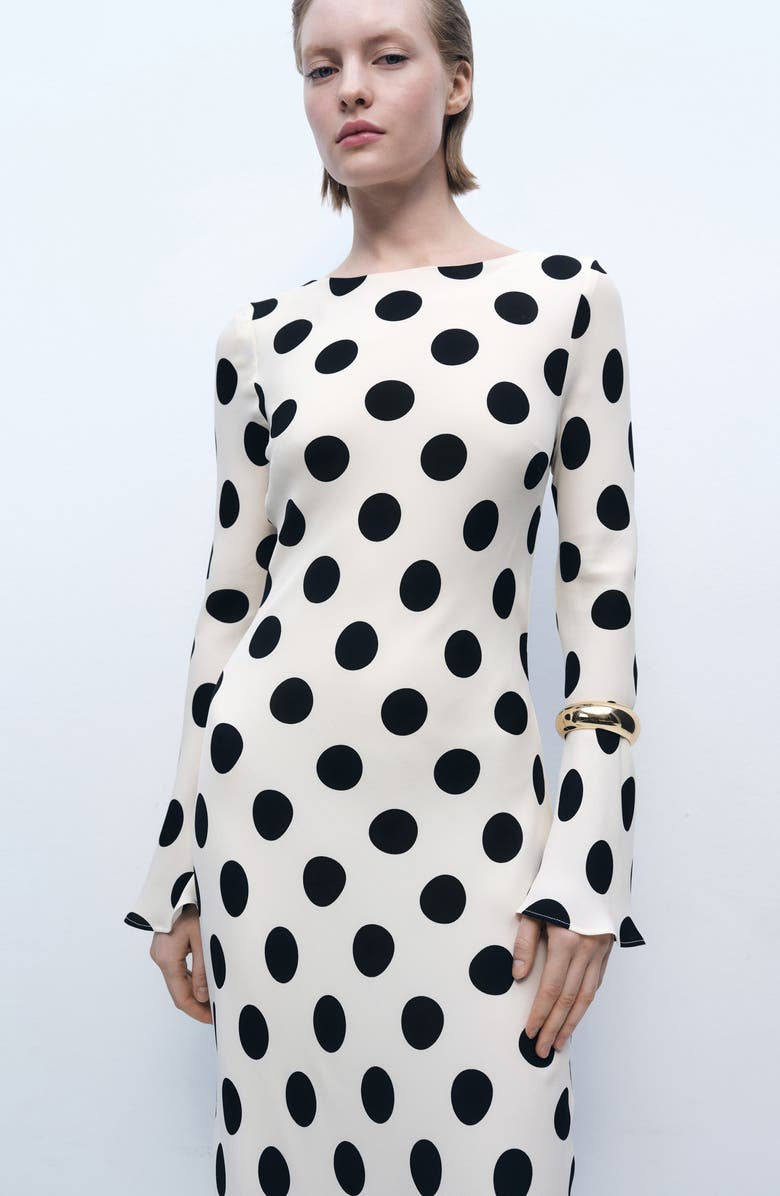 MANGO Polka Dot Long Sleeve Maxi Dress, Alternate, color,