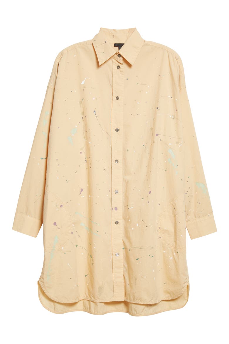 Splatter Cotton Poplin Button-Up Shirt, Alternate, color, BUTTER COMBO