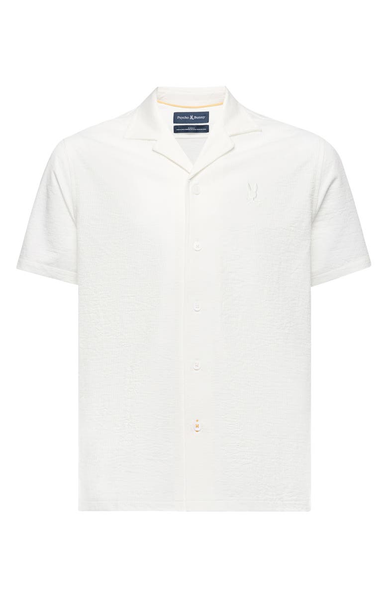 Psycho Bunny Kids' Jayme Rib Knit Camp Shirt, Main, color, 100 White