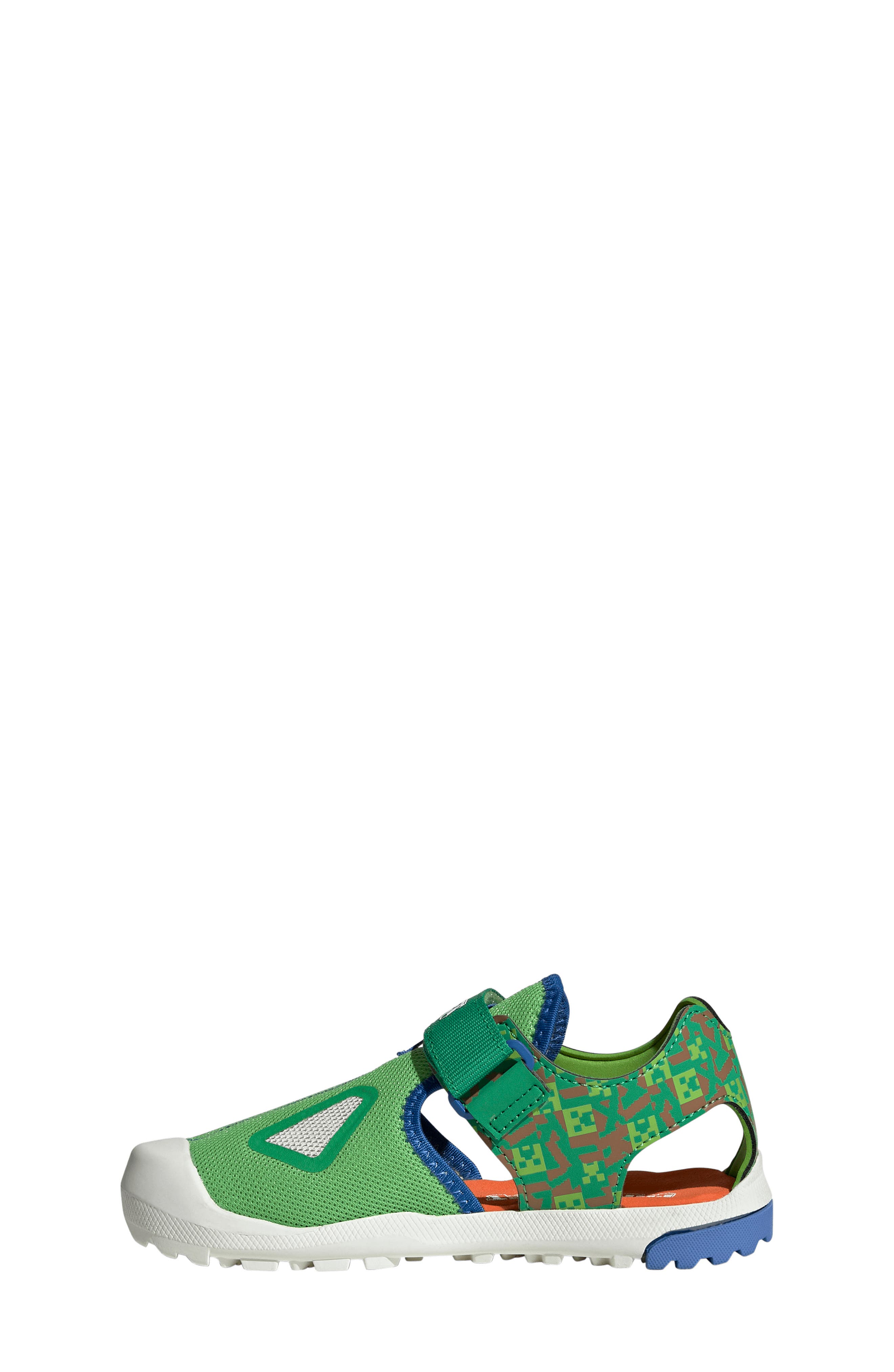 adidas x Minecraft Kids' Terrex Cap Toe Sandal, Alternate, color, Lucid Lime/ Ray Blue/ Orange